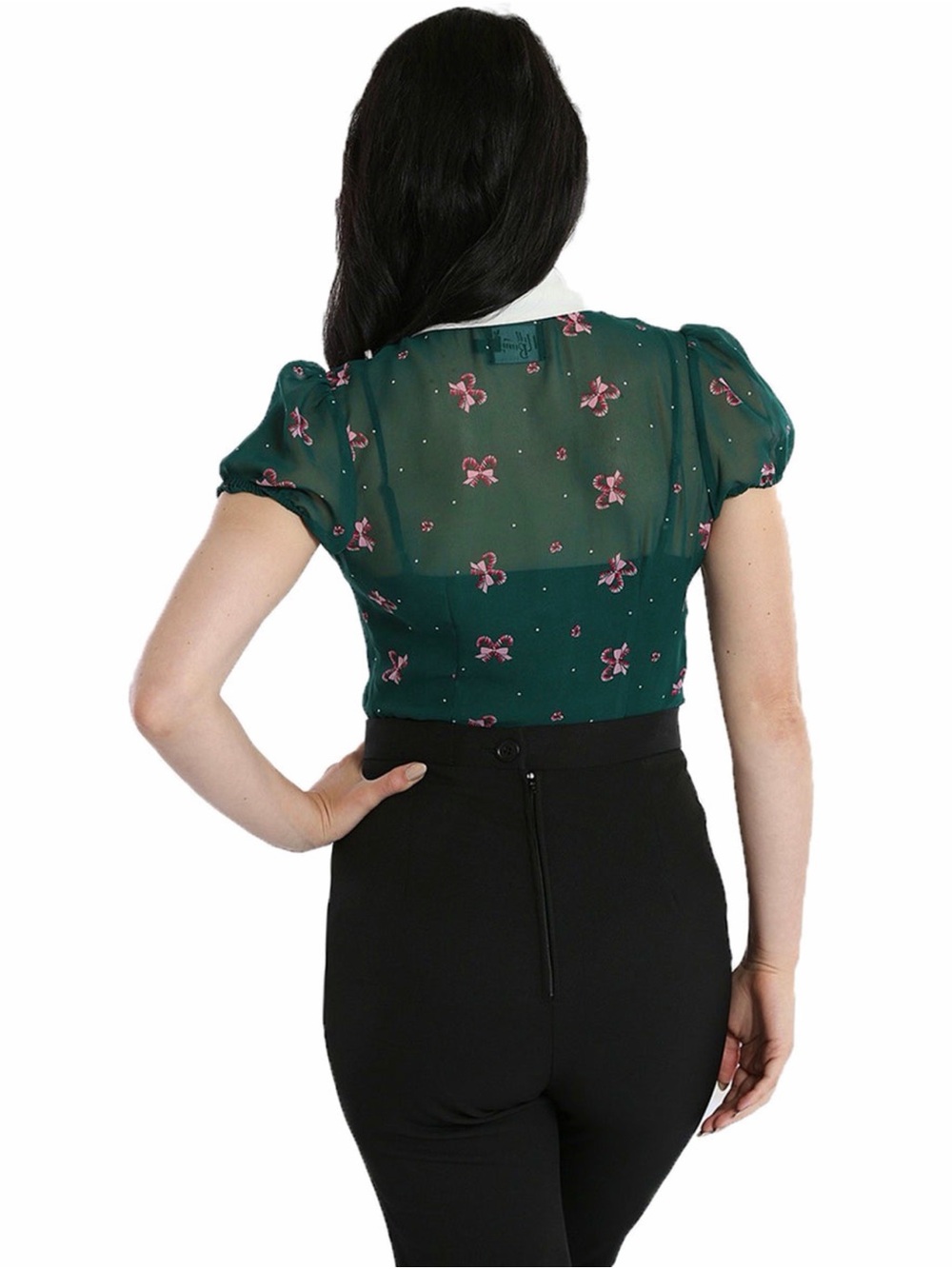 Hell Bunny Beth Candy Cane Christmas Blouse L - Picture 5 of 11